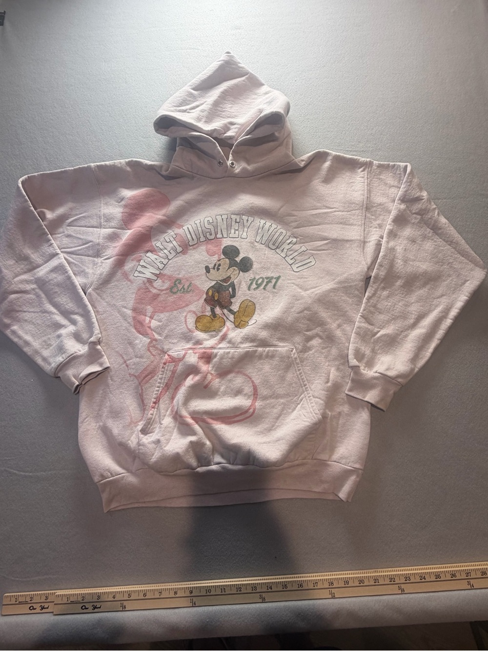 Disney parks Mickey Mouse hoodie large walt Disney world 1971 Hanes pink pull